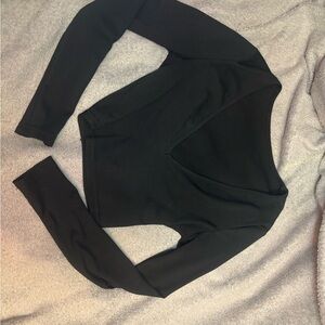 SHEIN Black Long Sleeve Crop Top
